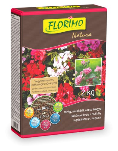 FLORIMO - Muskátli, rózsa és virágzó növény trágya  /doboz/ 2kg