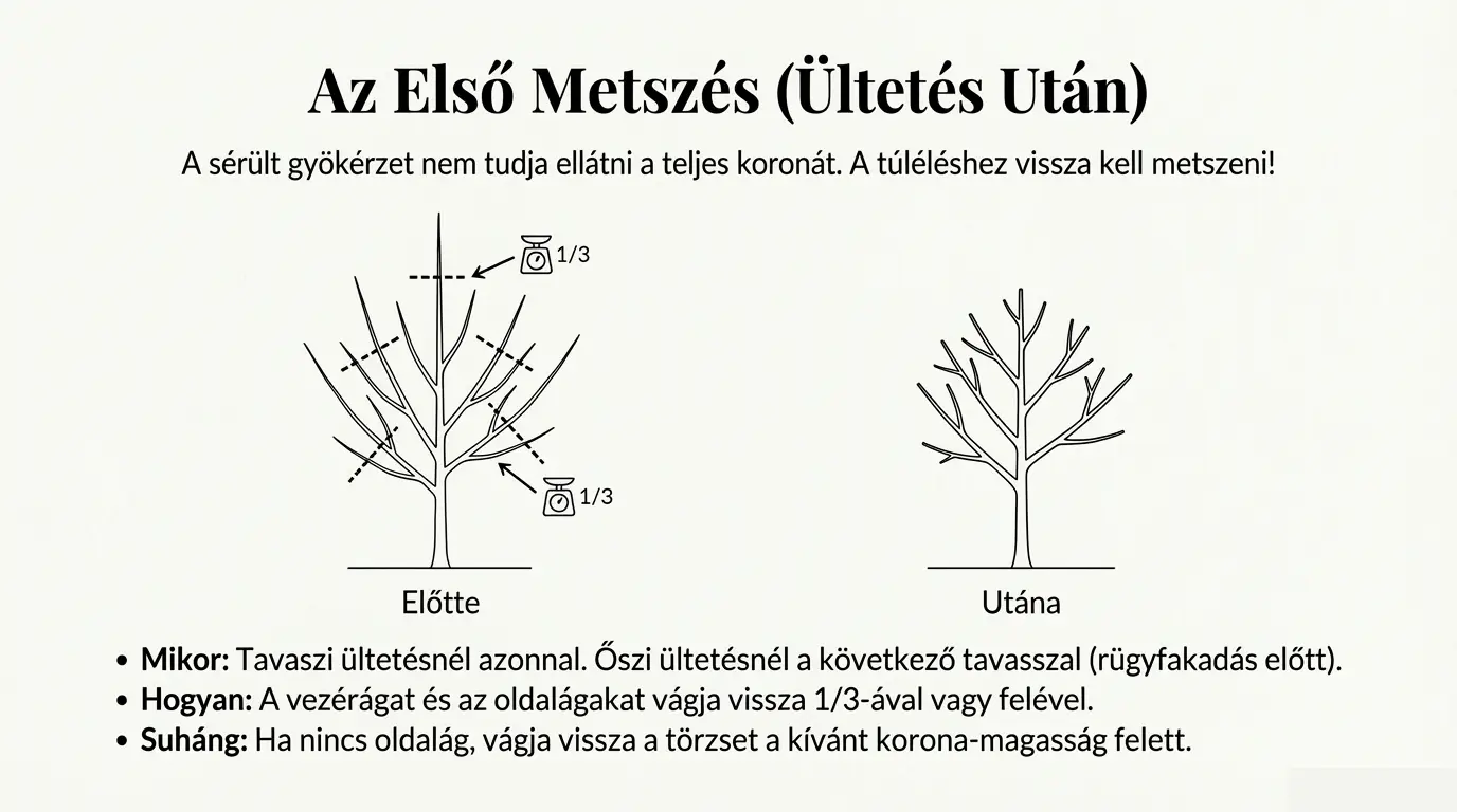 Gyümölcsfa ültetés - első metszés